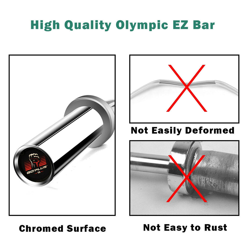 Durable EZ curl bar engineered for comfort, control, and maximum performance.