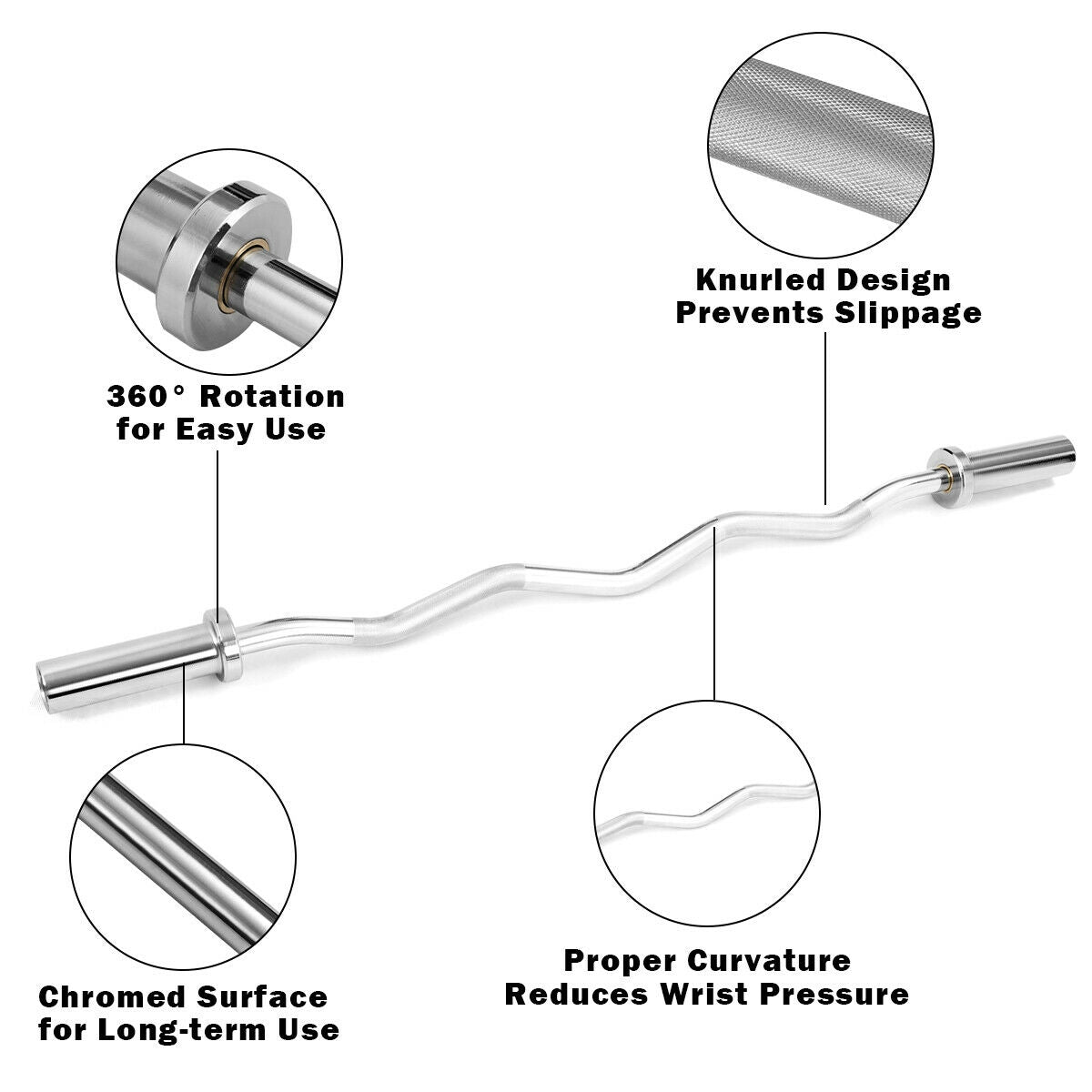 Durable EZ curl bar engineered for comfort, control, and maximum performance.