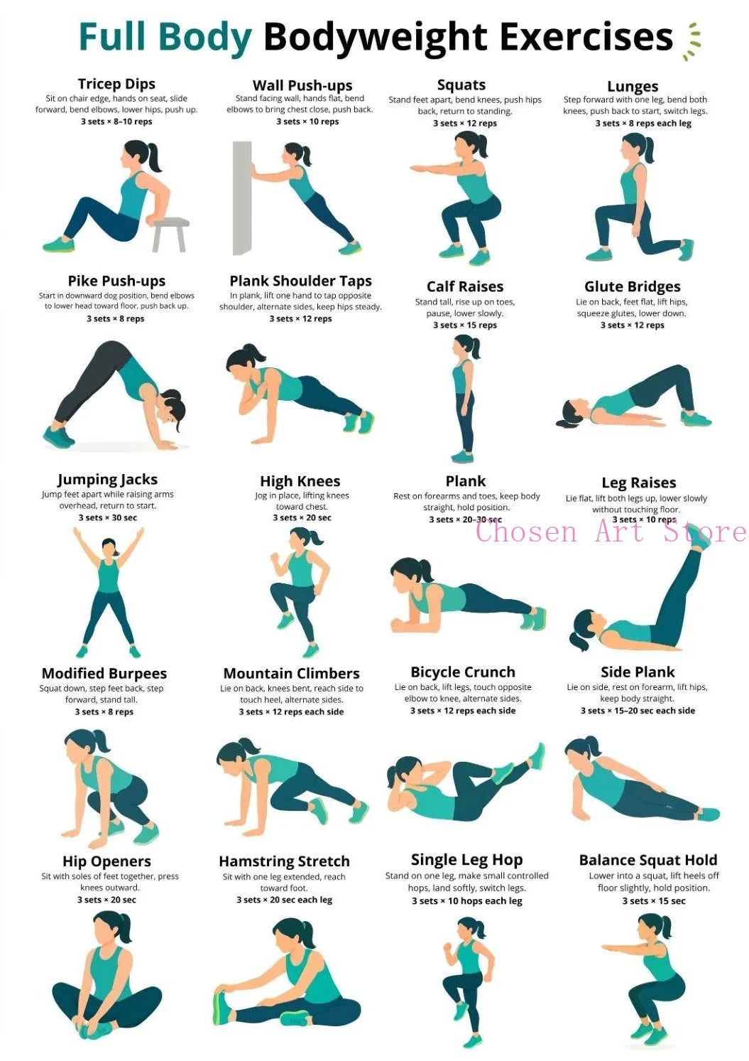 Fitness Exercise Schedule Poster Print Canvas Art Pictures Home Forliving Room and Gym Wall Modern Decor Frameless Painting