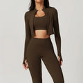 Workout Outfit  3 Pieces Workout Clothes Sports Bra High Waist Gym Leggings Long-Sleeved
