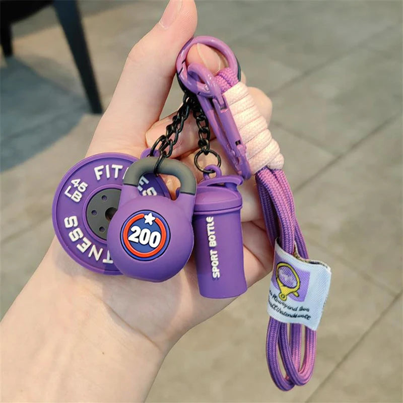Fitness Keychain Gym Lovers Fitness Enthusiast Gift Barbell Dumbbell Keychain Fitness Bag backpack Charms