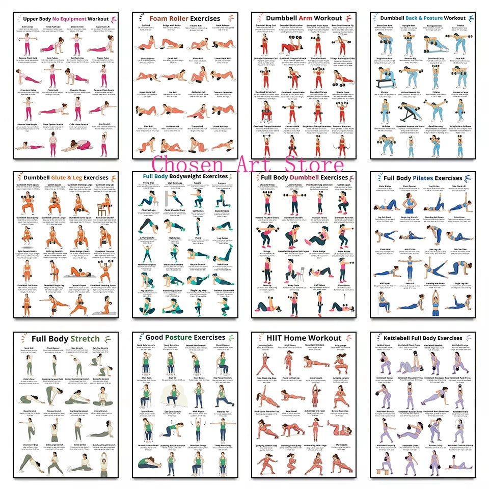 Fitness Exercise Schedule Poster Print Canvas Art Pictures Home Forliving Room and Gym Wall Modern Decor Frameless Painting
