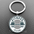 Weightlifting Fitness Pattern Keychain Loves Fitness Men and Women Exclusive Glass Round Keychain Gift for Fitness Club