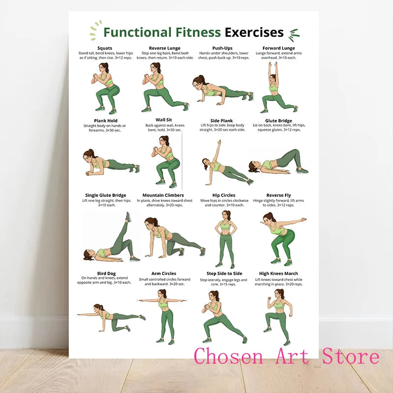 Fitness Exercise Schedule Poster Print Canvas Art Pictures Home Forliving Room and Gym Wall Modern Decor Frameless Painting