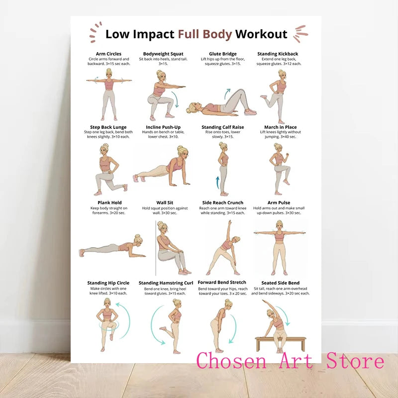 Fitness Exercise Schedule Poster Print Canvas Art Pictures Home Forliving Room and Gym Wall Modern Decor Frameless Painting
