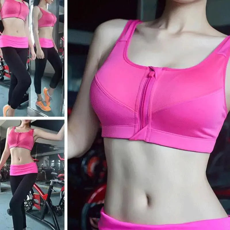 Comfortable High Quality Women's Zipper Sports Bras Plus Size