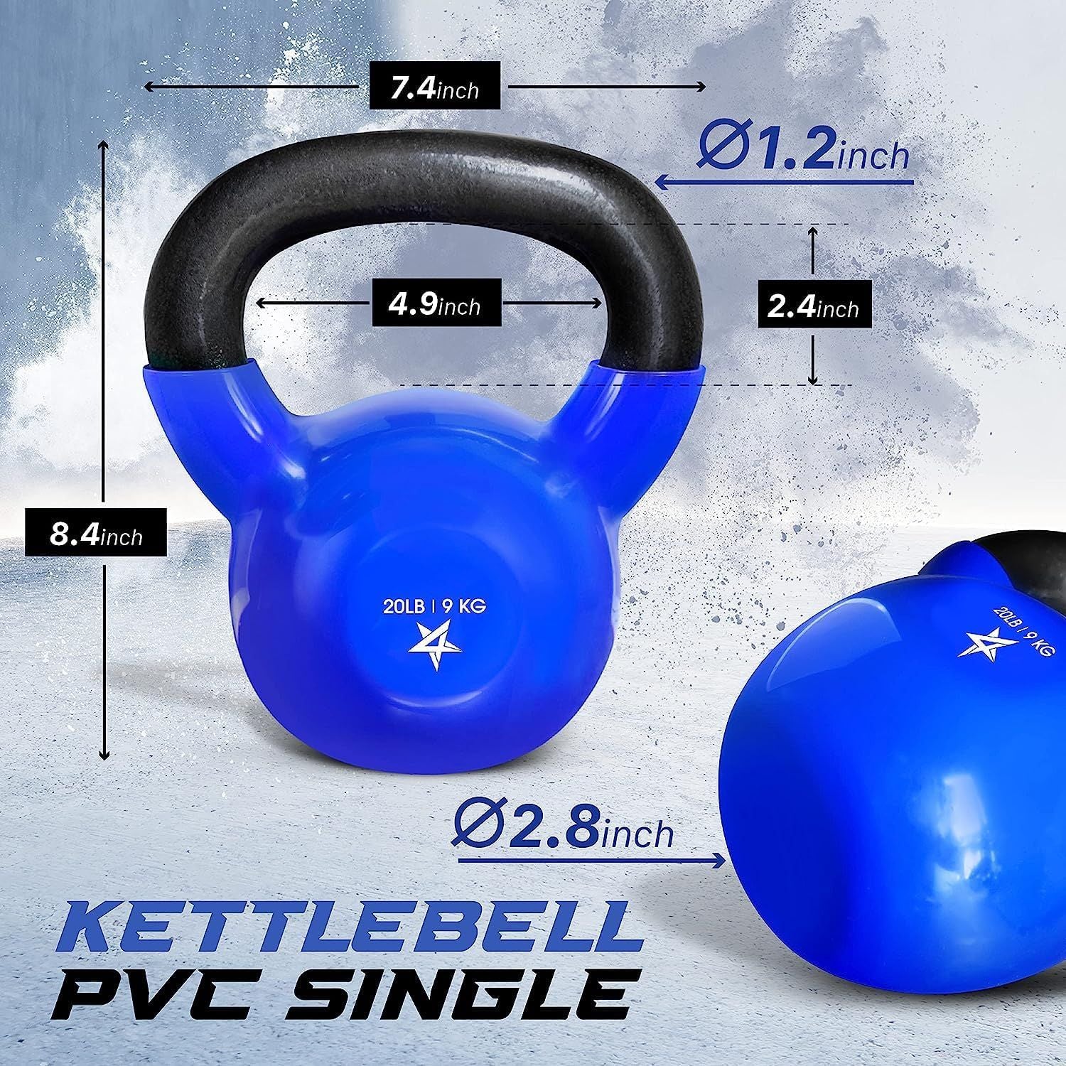 Kettlebell, 5-100 LB Vinyl Coated Cast Iron Strength Training