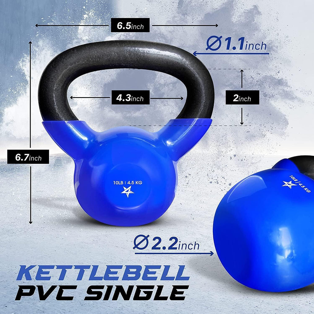Kettlebell, 5-100 LB Vinyl Coated Cast Iron Strength Training