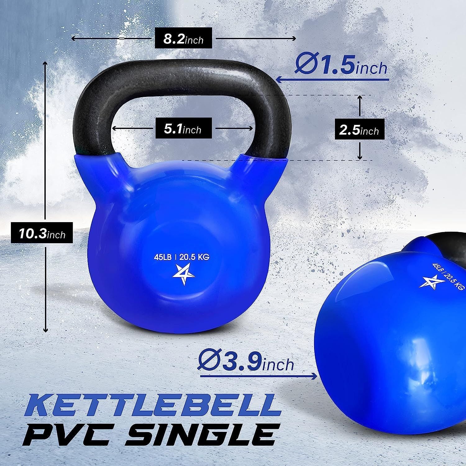 Kettlebell, 5-100 LB Vinyl Coated Cast Iron Strength Training