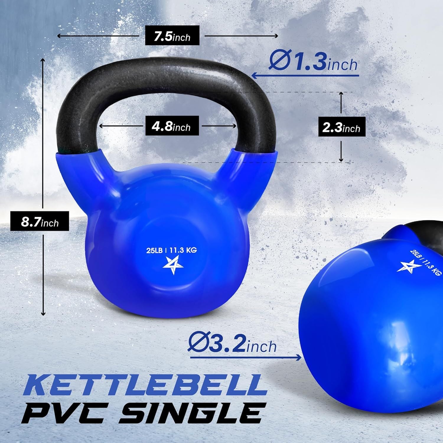 Kettlebell, 5-100 LB Vinyl Coated Cast Iron Strength Training