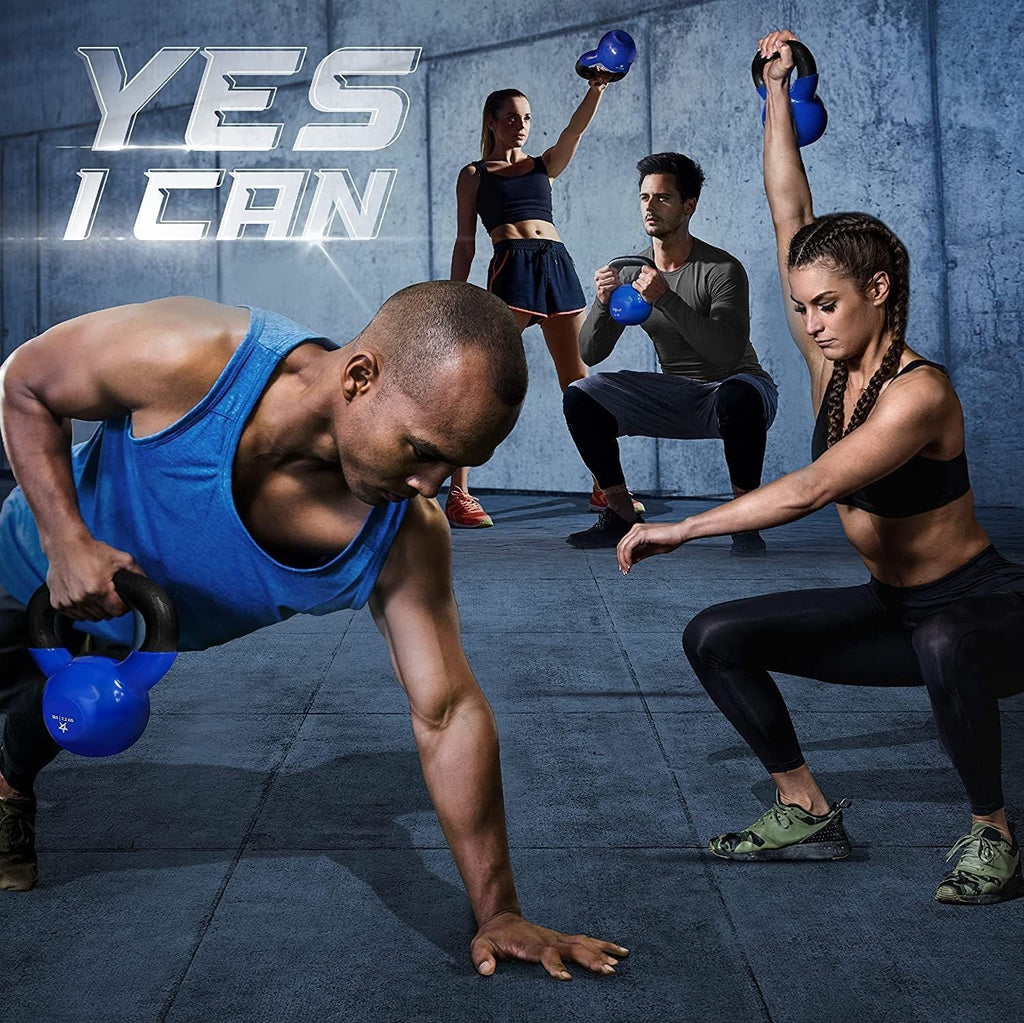 Kettlebell, 5-100 LB Vinyl Coated Cast Iron Strength Training