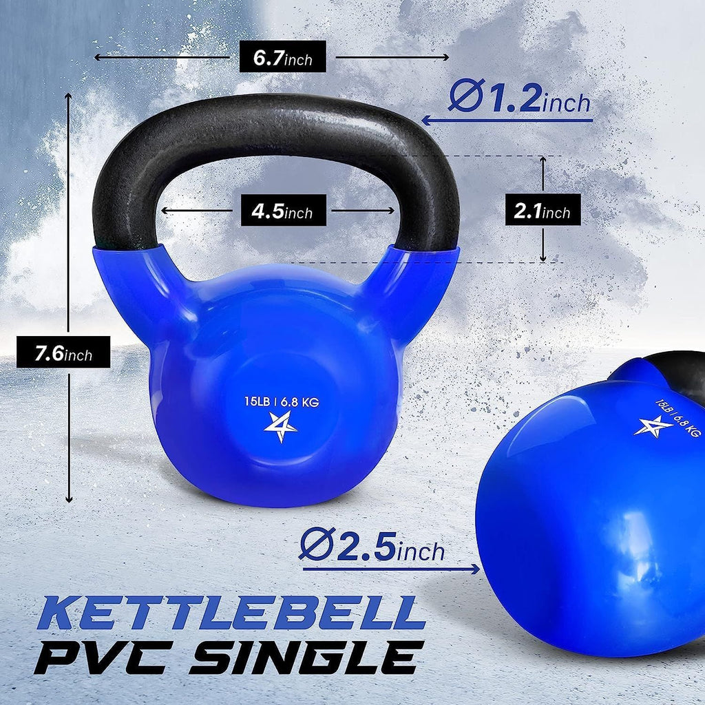 Kettlebell, 5-100 LB Vinyl Coated Cast Iron Strength Training