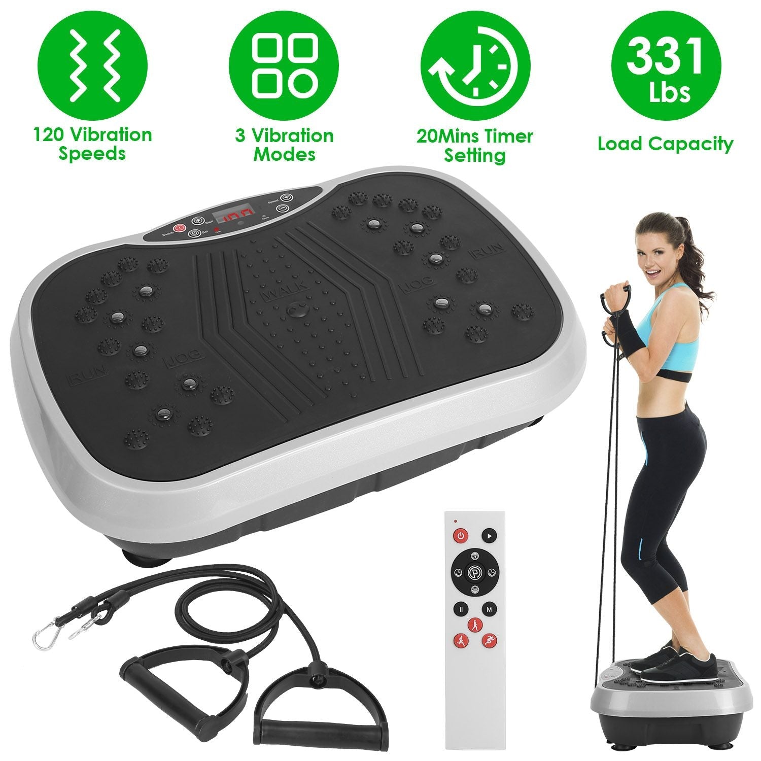 Vibration Exercise Machine With Resistant Bands