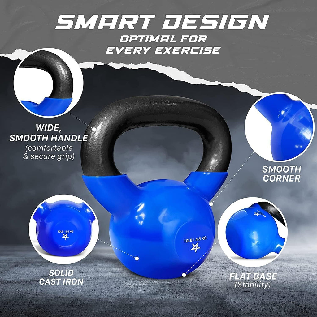 Kettlebell, 5-100 LB Vinyl Coated Cast Iron Strength Training
