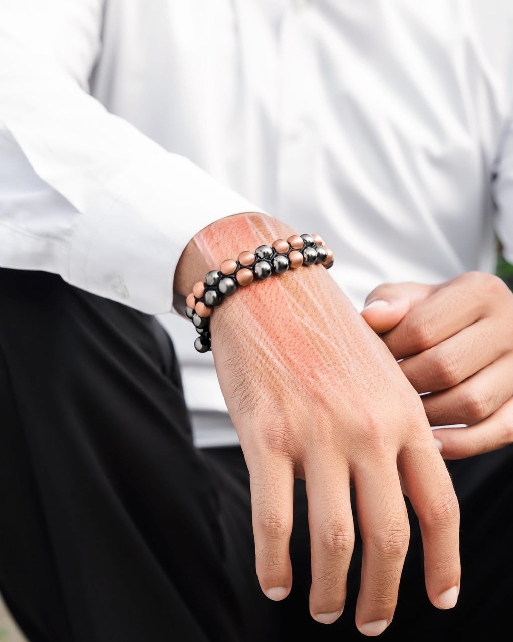 Magnetic Hematite & Copper Bracelet (Double Row)