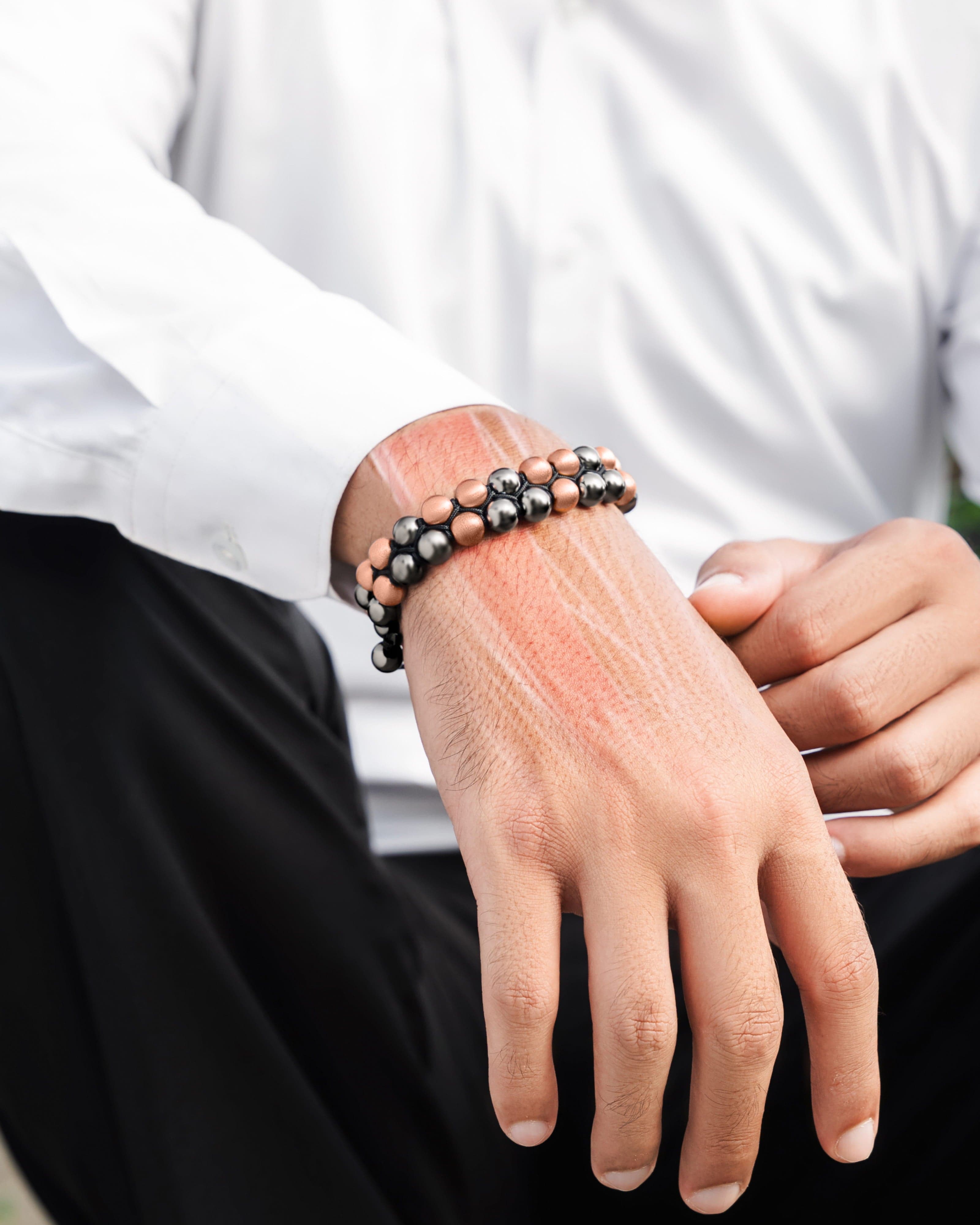 Magnetic Hematite & Copper Bracelet (Double Row)