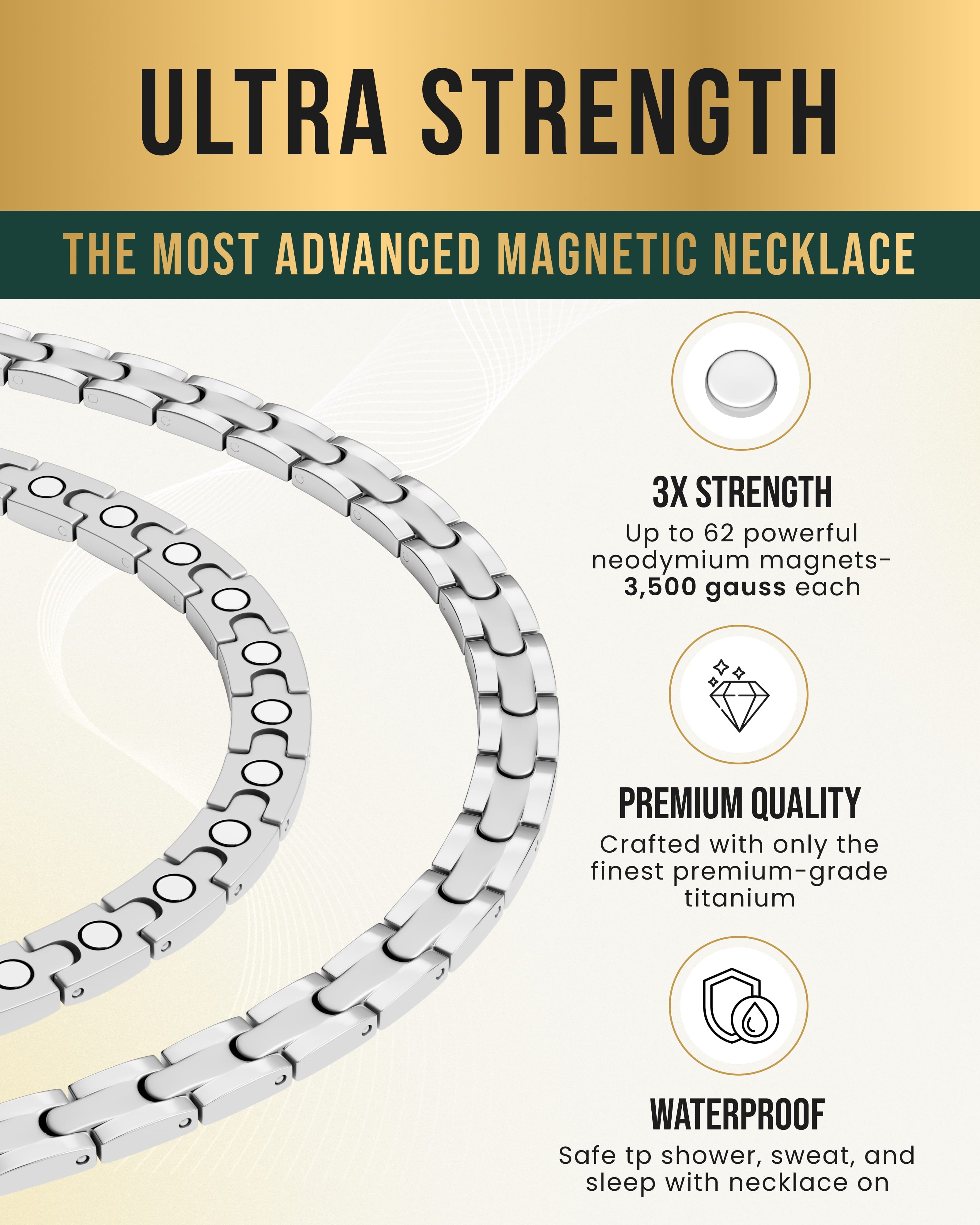 Silver Titanium Magnetic Therapy Necklace
