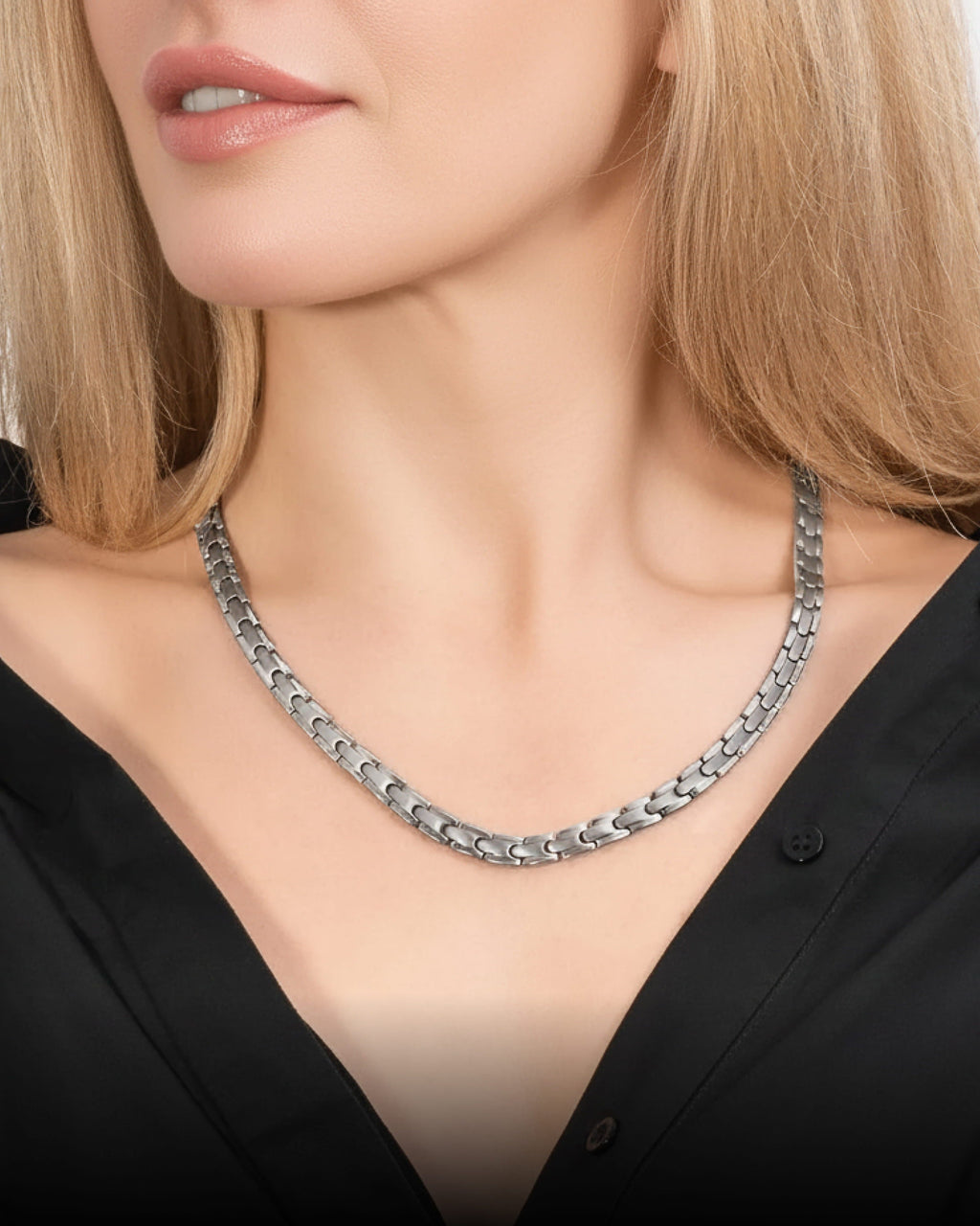 Silver Titanium Magnetic Therapy Necklace